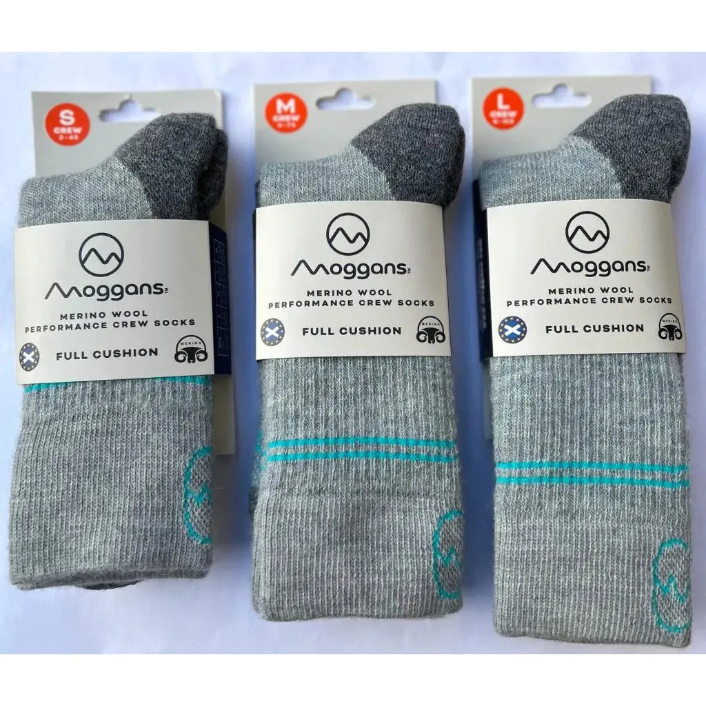 moggans Full Cushion Merino Crew Socks grey / teal