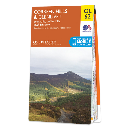 Ordnance Survey OL 62 Correen Hills & Glenlivet, Bennachie & Ladder Hills Insch & Rhynie Explorer 1:25k