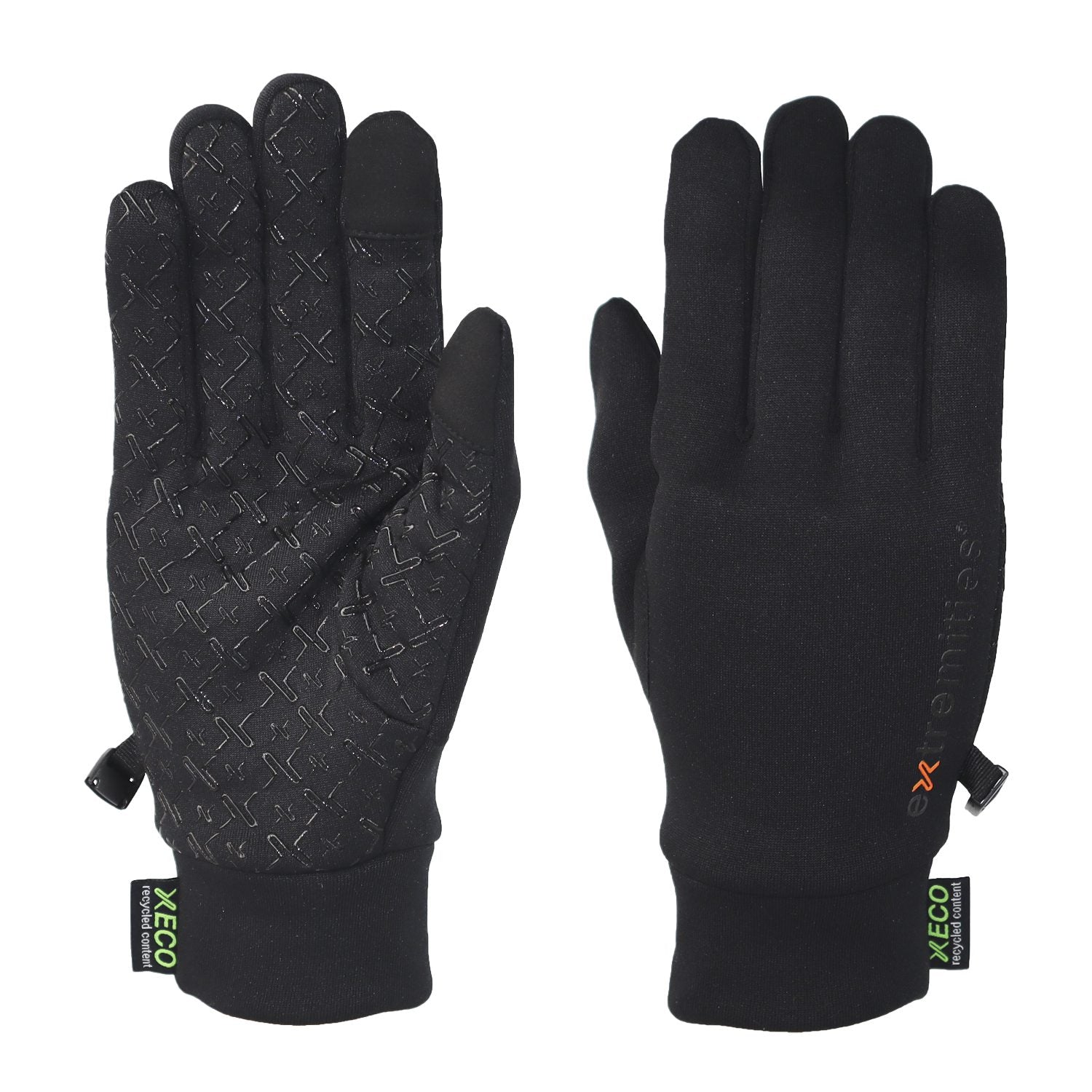 Warm fleece glove with grippy palm and touch screen compatible