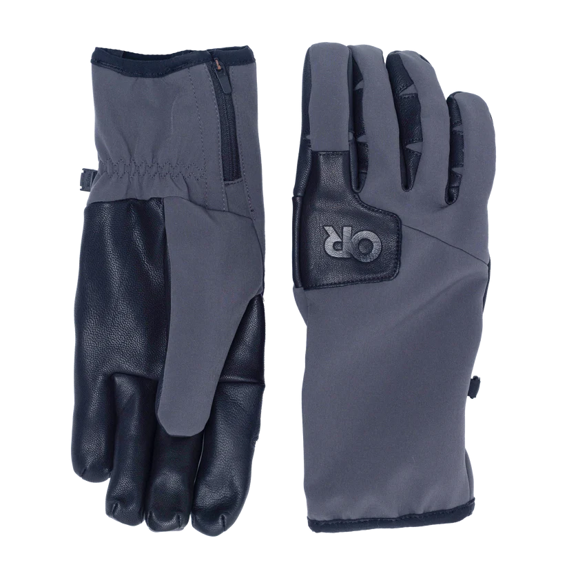 mens stormtracker fleece glove grey and black