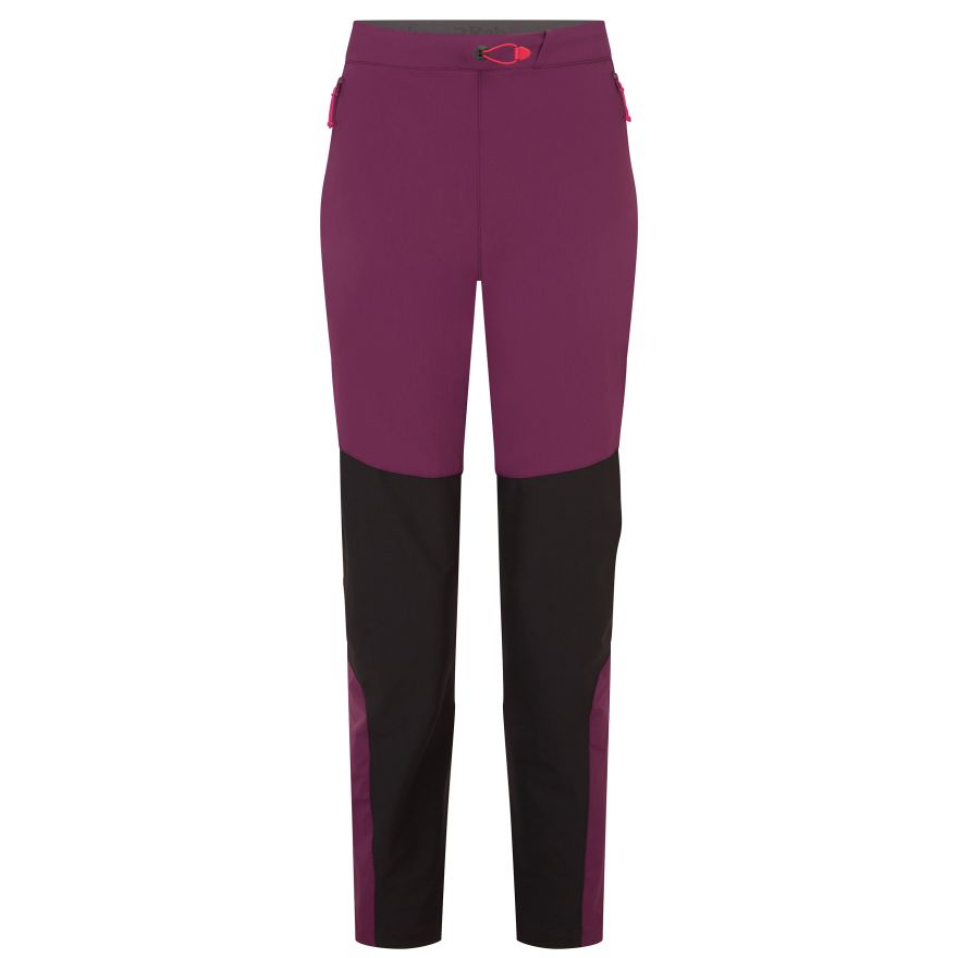 Rab torque pant mulberry front view
