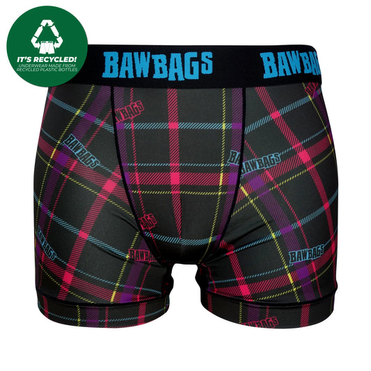 Bawbags Men's Cool De Sacs Techno Tartan Technical Boxer Shorts