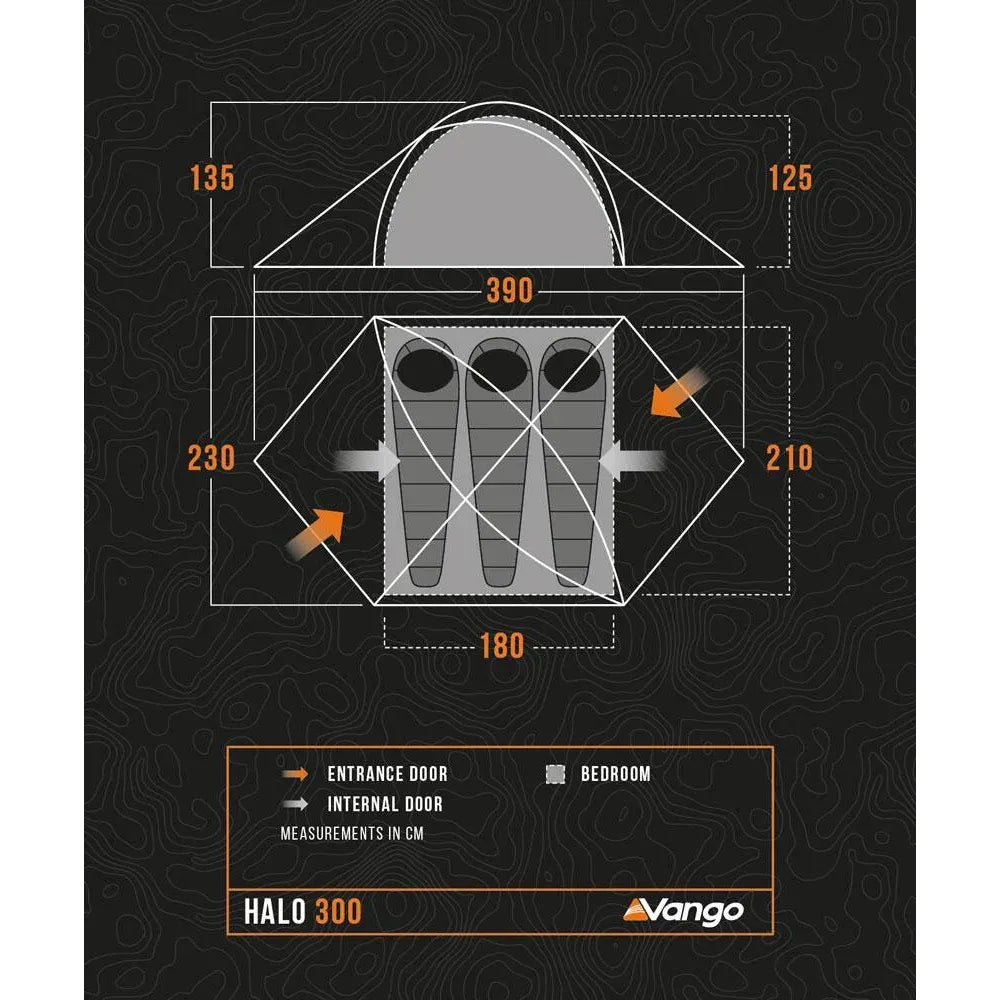 vango 300 halo tent dimensions