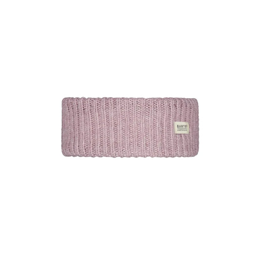 A dusty pink ribbed knit headband with a small beige brand label on the right side, shown against a plain white background. Barts Zias Headband Orchid
